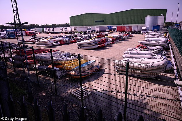The yard in Dover was completely packed with dozens of small boats used by groups to try and reach the UK on Thursday