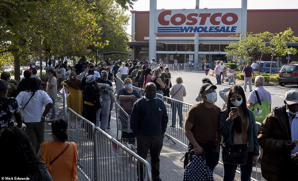 Pasta, flour, rice and tinned goods were among the key items that people were buying as people stocked up at Costco stores today