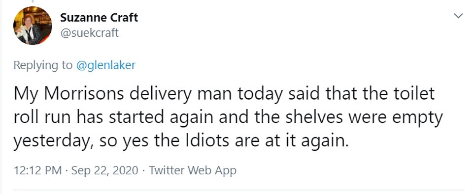 Branding panic buyers 'idiots' this person posted that they were informed of the panic buying by their Morrisons delivery man